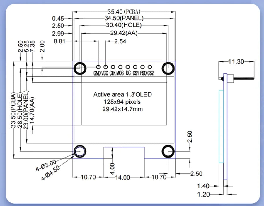 Custom 1.3 inch 8PIN OLED display 12864 sh1106 sd1306 with Chinese character library