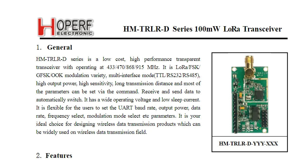 Custom HM-TRLR-D-232-868 REV:1.2 lora Ultra long distance wireless transmission module with low power consumption and high performance