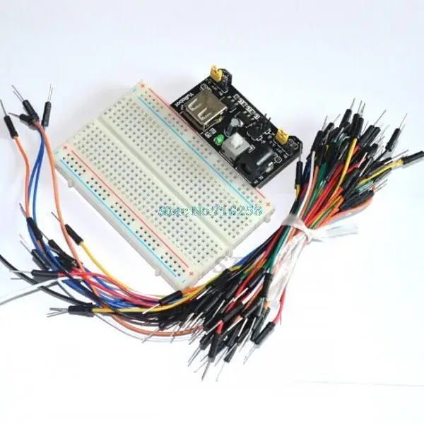 Custom 400 Tie-point Solderless PCB Breadboard + 65pcs Jumper Wire Male to Male +Breadboard Power Supply Module