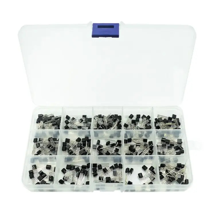 Custom 300Pcs 15 Value x 20 Pcs Transistor TO-92 Assortment Box Kit Transistors S9012 S9013 S9014 S8050 S8550 2N3904 2N3906 BC327 BC337