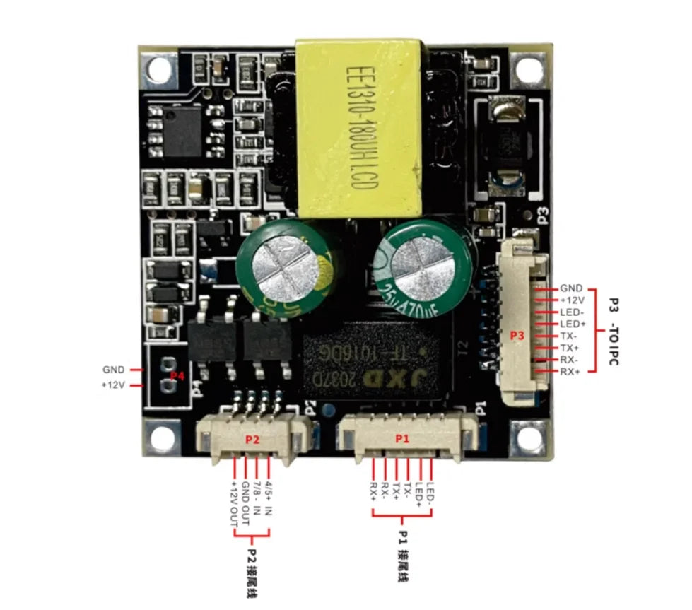 Custom Network POE48V module, monitoring camera module, built-in separation board power supply IEEE80244-57V to 12V