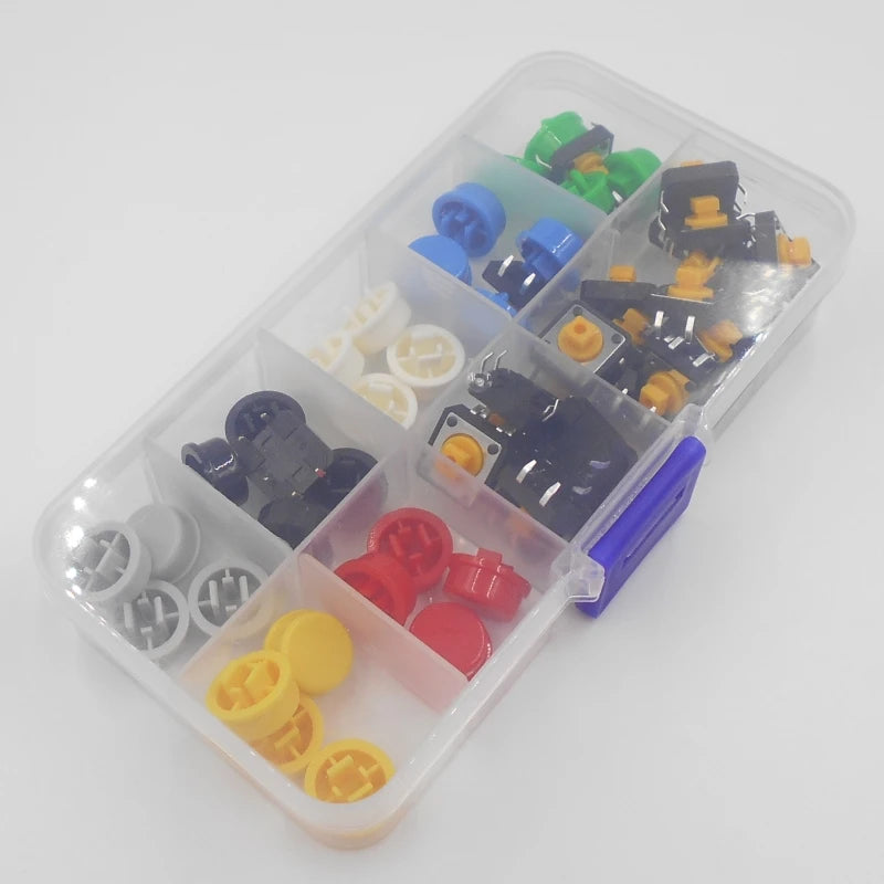 Custom 28PCS boxed light touch switch button circular with seven color button cap button micro switch 12 * 12 * 7.3MM
