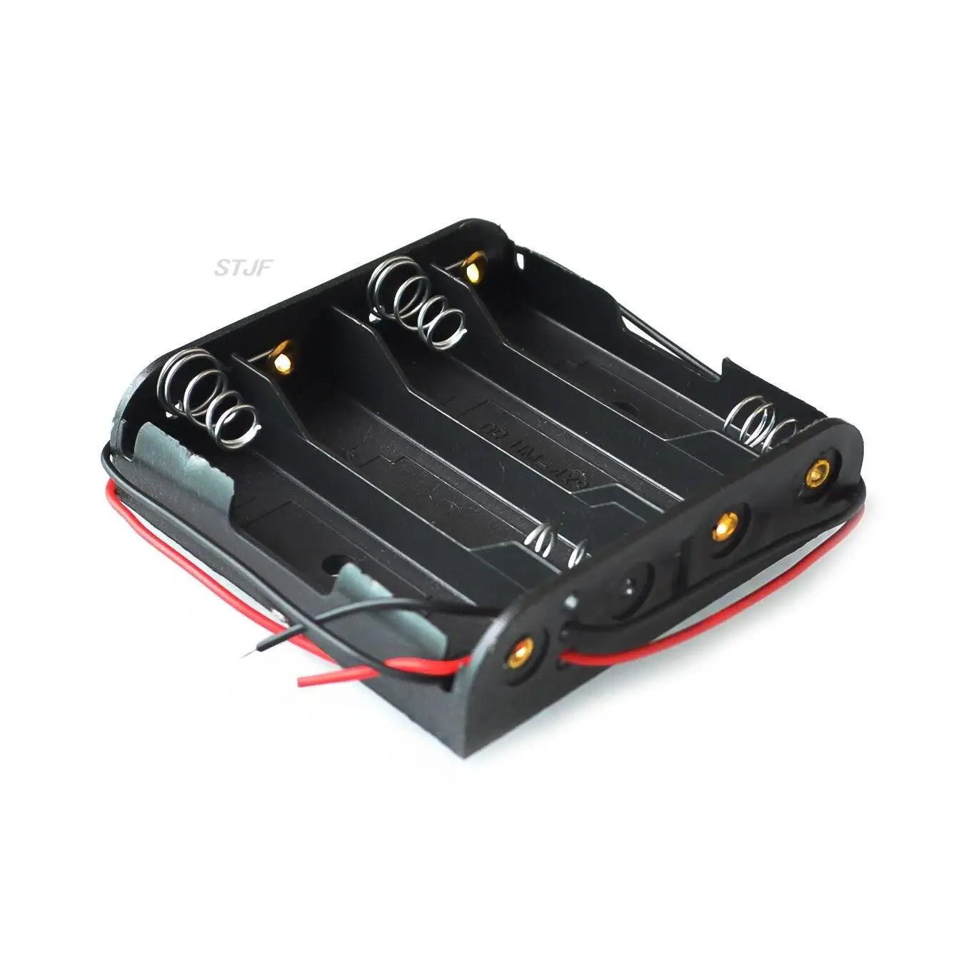 Custom 4 x AA Battery Storage Case Plastic Box Holder with 6'' Cable Lead for 4pcs AA Batteries for Soldering Connecting Black