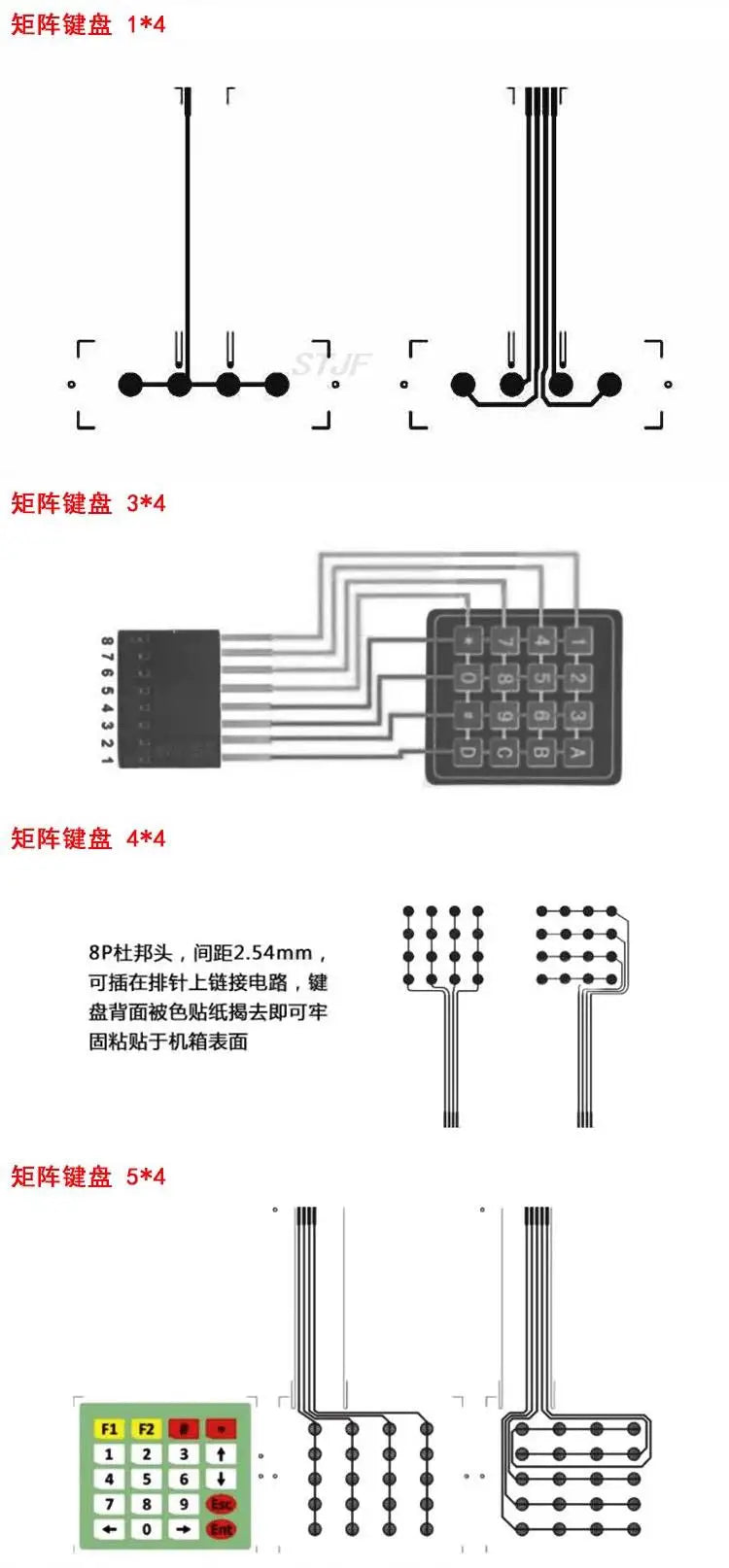 Custom 1*4 3*4 4*4 4*5 Matrix Array/Matrix Keyboard 16 Key Membrane Switch Keypad for arduino 1x4 3x4 4x4 4x5