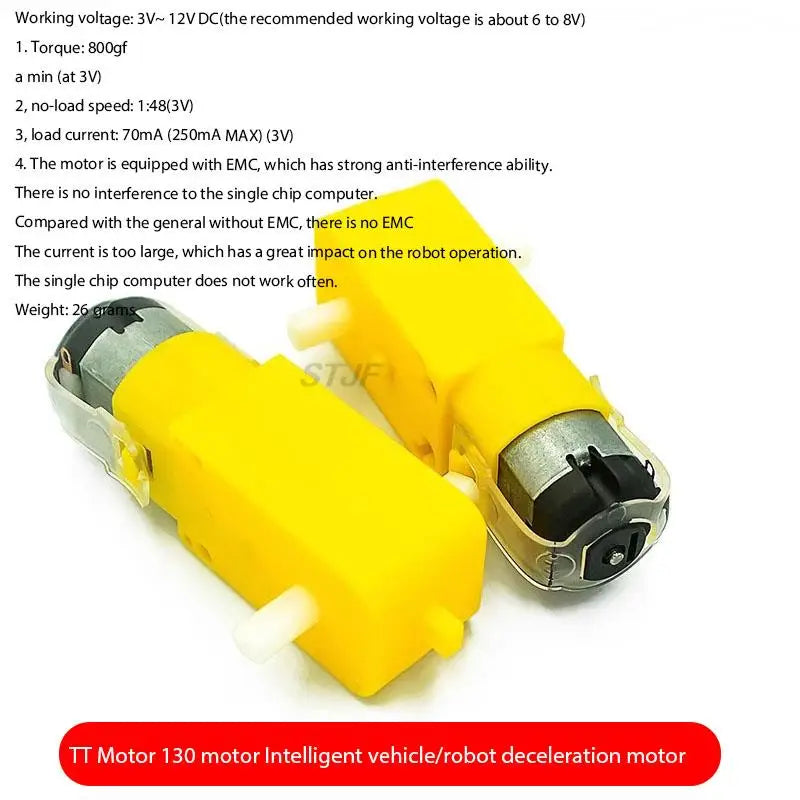 Custom Smart car chassis Robot tire + DC gear motor set Wheel Motor TT Motor DC3V-6V geared motor Rubber wheel