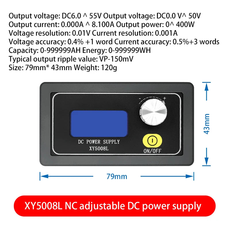 Custom XY5008L Constant voltage and constant current maintenance 50v8a400w buck module of CNC adjustable DC regulated power supply