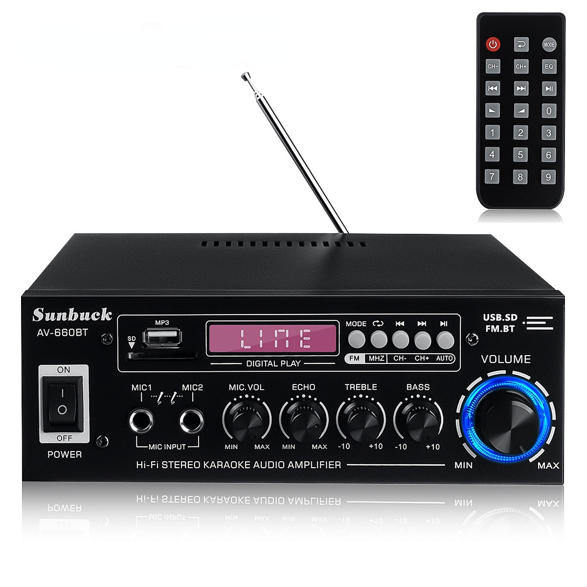 Av Versterker 2.0 Kanaals Audio Home Theater Versterkers Dc 12V 110V/220V Ondersteuning Eq fm Sd Usb 2 Mic 5.0 BT