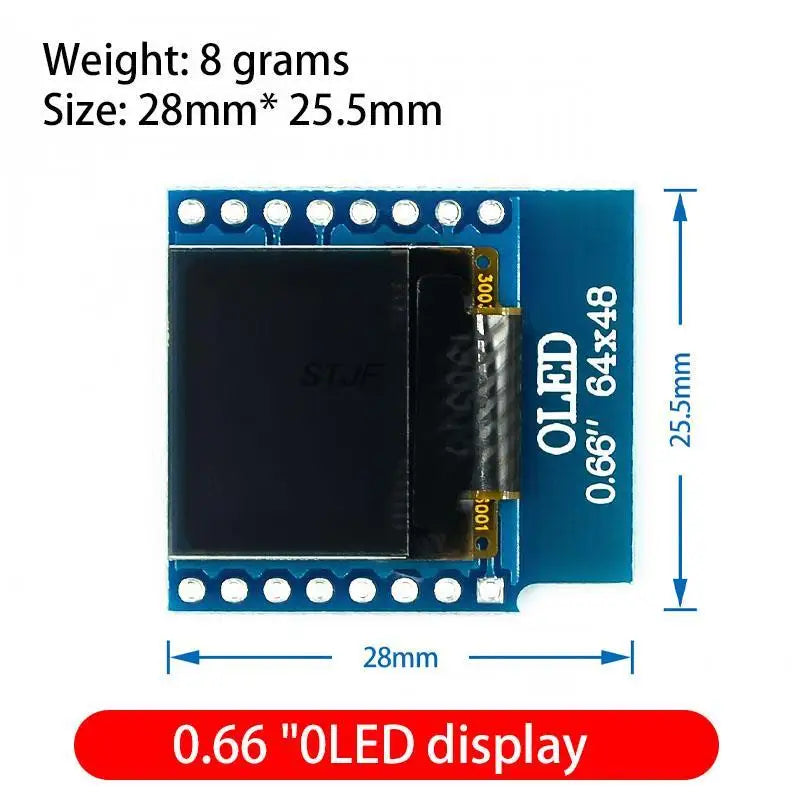 Custom 0.66 inch OLED Display Module for WEMOS D1 MINI ESP32 Module Arduino AVR STM32 64x48 0.66" LCD Screen IIC I2C OLED