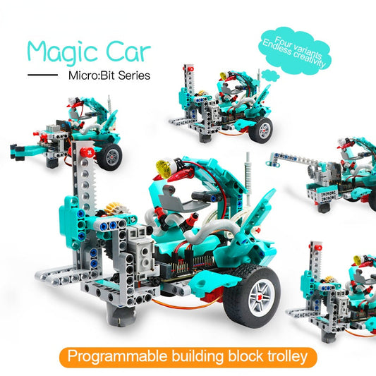 Magic Car Robotics Educational Kits Diy Kit for Magic :Bit ,Support Makecode Graphical Software, Bluetooth and APP control customize