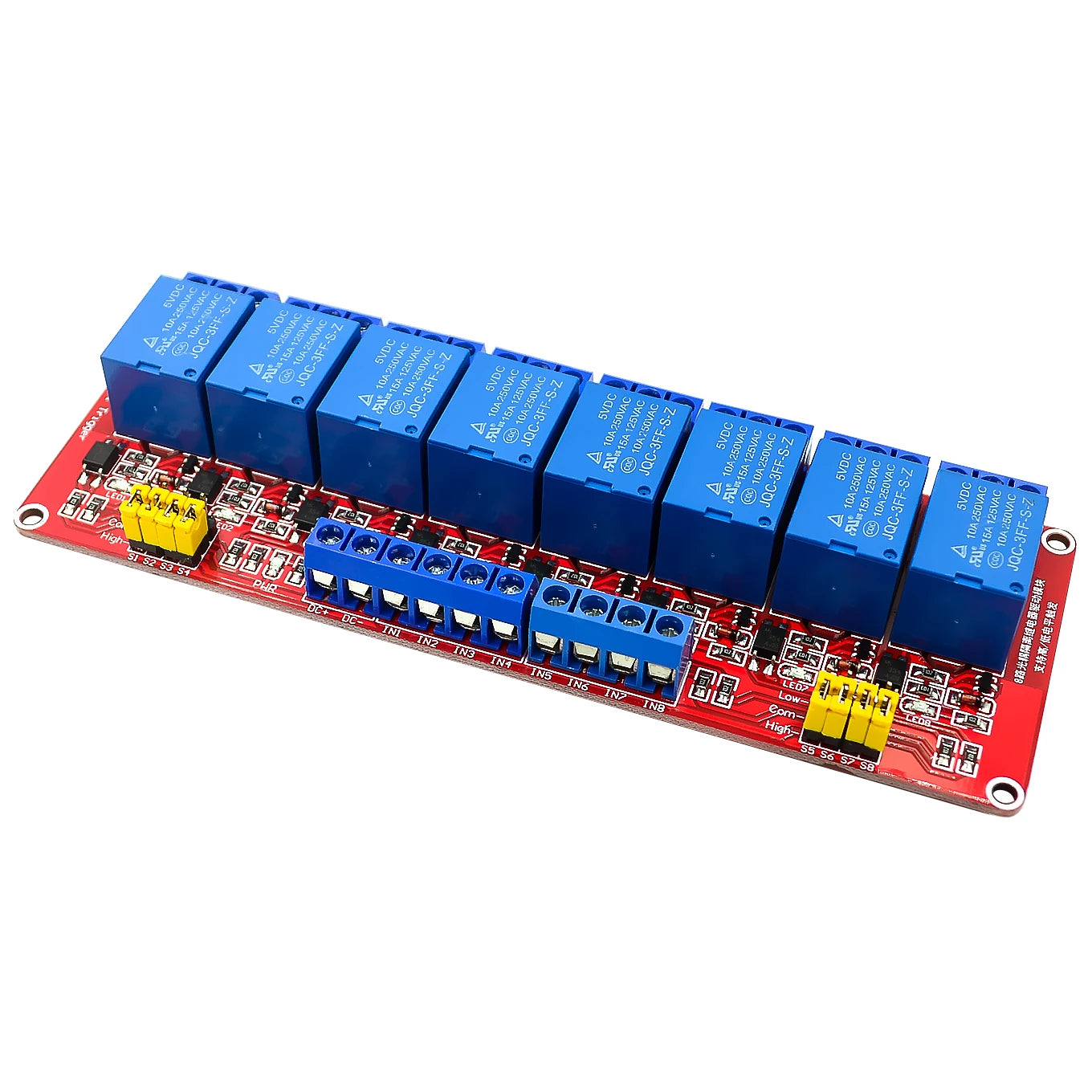 Custom 1 2 4 8 Channel 5V 12V 24V Relay Module Board Shield With Optocoupler Support High and Low Level Trigger for Arduino