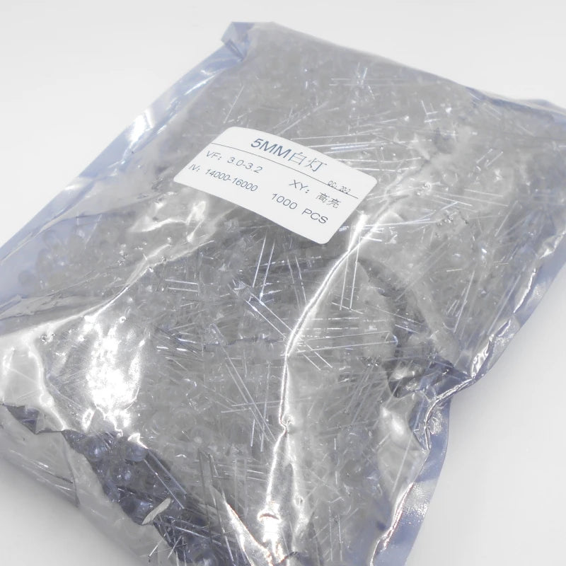 Custom 1000PCS/1 pack F5 5MM Direct insertion LED light emitting high brightness diode long pin white blue red green yellow