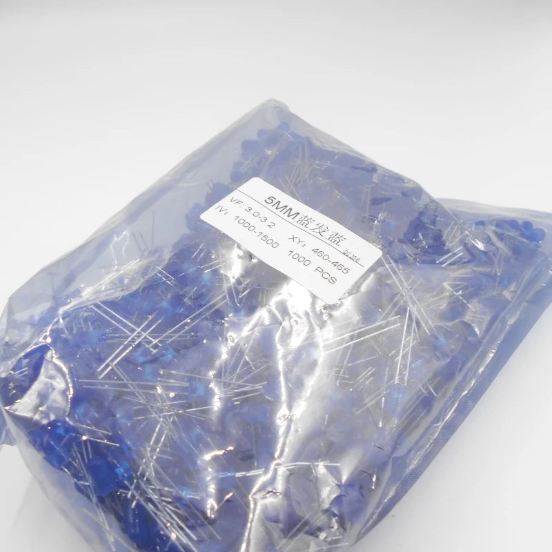 Custom 1000PCS/1 pack F5 5MM Direct insertion LED light emitting high brightness diode long pin white blue red green yellow