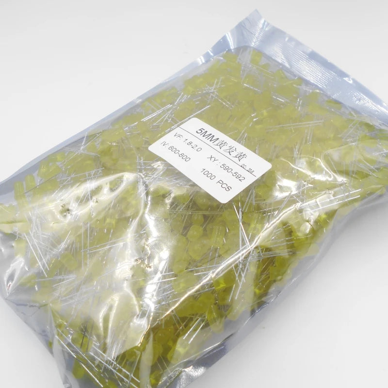 Custom 1000PCS/1 pack F5 5MM Direct insertion LED light emitting high brightness diode long pin white blue red green yellow