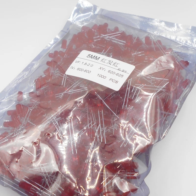 Custom 1000PCS/1 pack F5 5MM Direct insertion LED light emitting high brightness diode long pin white blue red green yellow