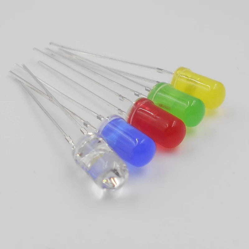 Custom 100pcs/lot F5 5MM Direct insertion LED light emitting high brightness diode long pin white blue red green yellow