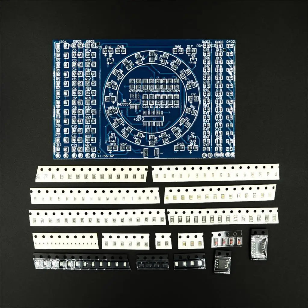 Custom 10PCS/LOT DIY CD4017 Rotating LED SMD NE555 Soldering Practice Board DIY Kit Fanny Skill Training Electronic Suit