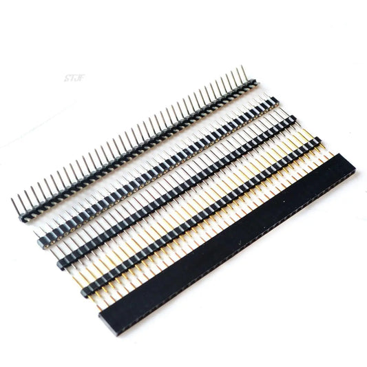 Custom 10pcs 40 Pin Single Row Female Male Pin Header Connector  40 Pin Single Row round hole Right Angle Connector Strip