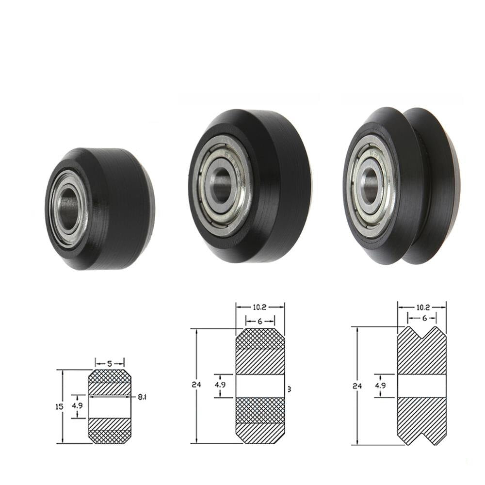 10pcs CNC Wheels Plastic POM Small&amp;Big Passive Round wheel perlin wheel &amp; V-type for V-Slot C-Beam 3d printer parts customize