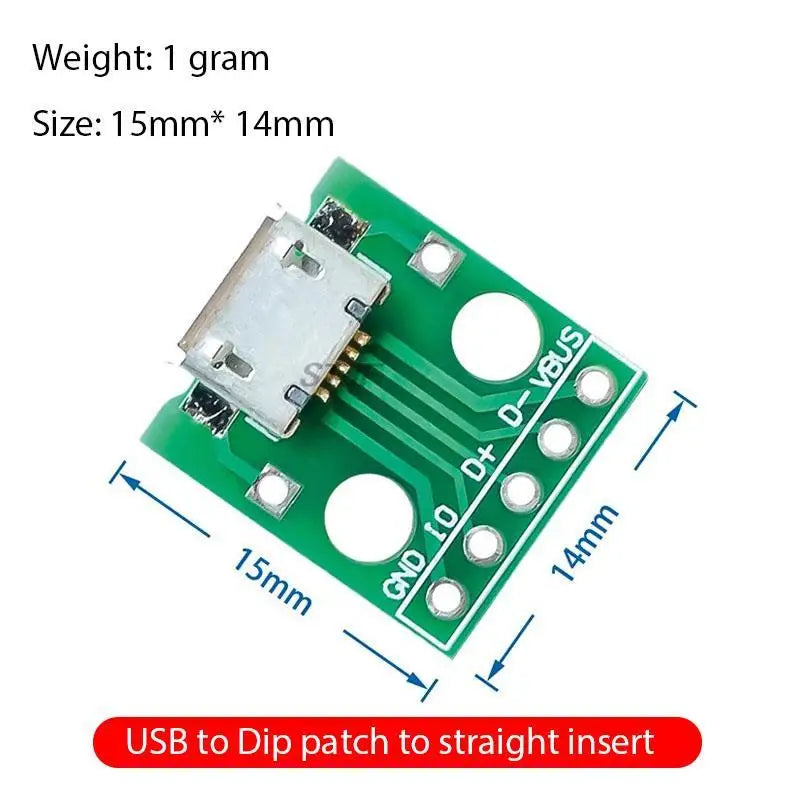 Custom  10pcs MICRO USB To DIP Adapter 5pin Female Connector B Type PCB Converter Breadboard USB-01 Switch Board SMT Mother Seat