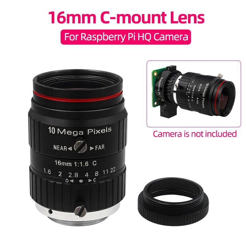 Custom 16mm Lens C-mount Camera Lens for     Pi High Quality Camera 12.3 MP HQ Camera Mocule