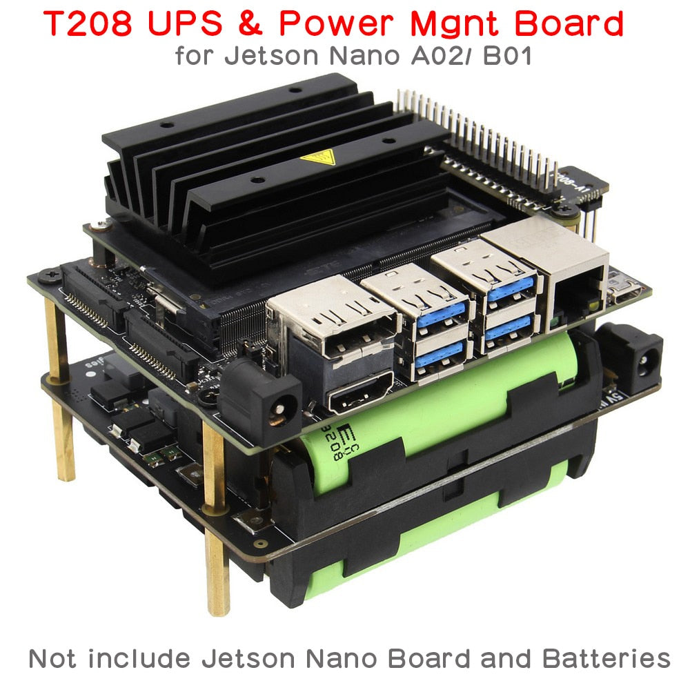 18650 UPS ( Max 5.1V 8A Output ) & Power management Expansion Board(AC Power Loss Detection), T208 Shield for NVIDIA Jetson Nano Custom