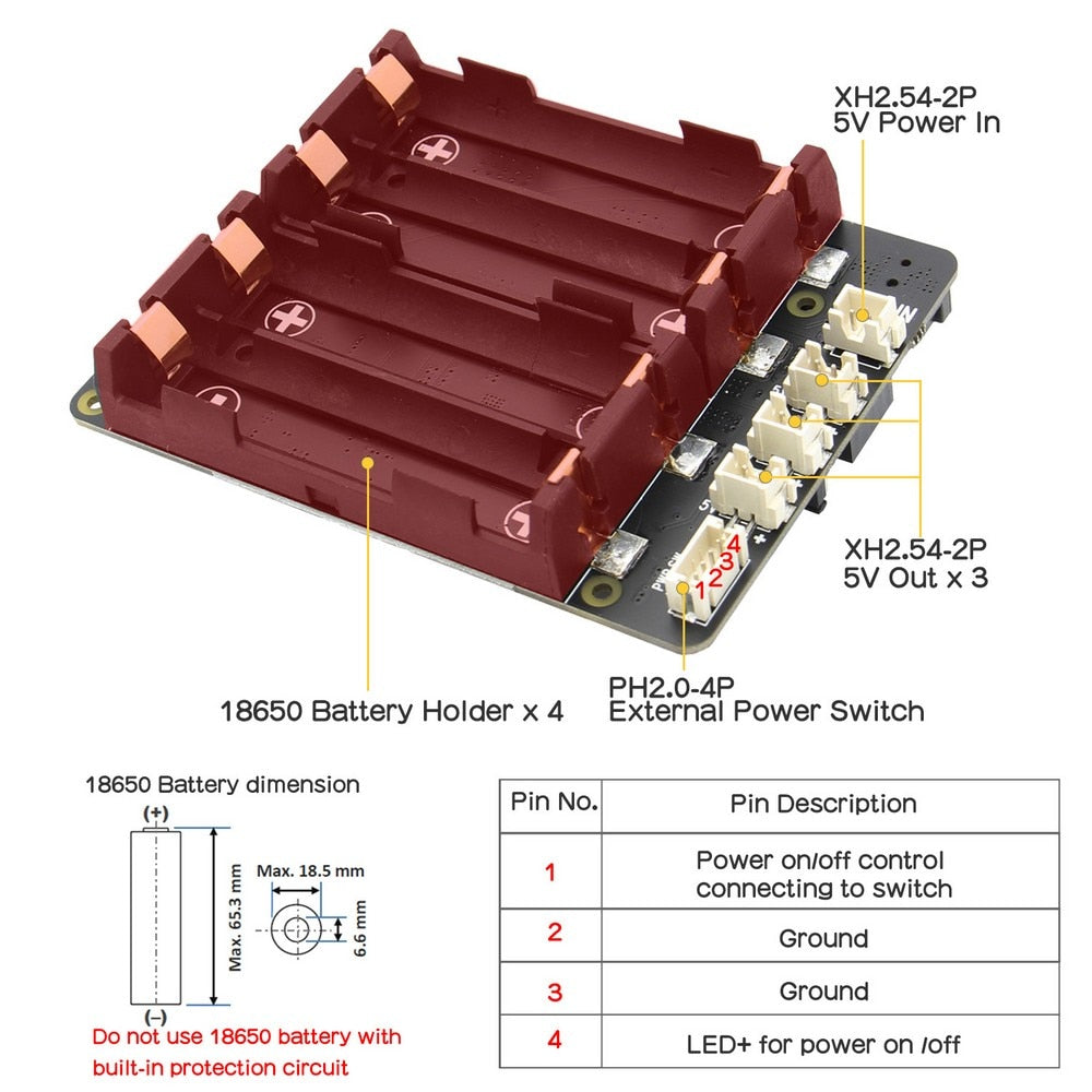 18650 UPS ( Max 5.1V 8A Output ) & Power management Expansion Board(AC Power Loss Detection), T208 Shield for NVIDIA Jetson Nano Custom