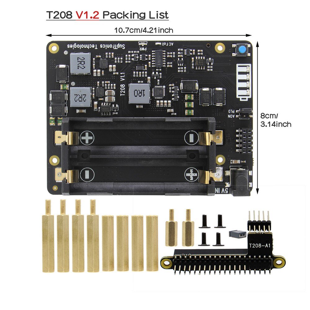 18650 UPS ( Max 5.1V 8A Output ) & Power management Expansion Board(AC Power Loss Detection), T208 Shield for NVIDIA Jetson Nano Custom