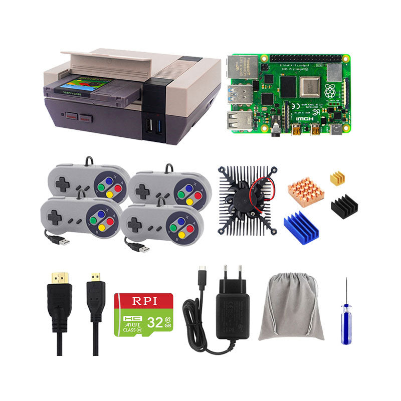 Retroflag Nespi 4 Case Raspberry Pi 4 with Case + 4K HD Video Cable + Gamepads NESPi4 CASE for Raspberry Pi 4 Model B customize