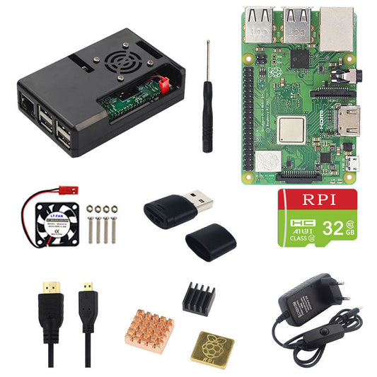 Raspberry Pi 3 Model B or Raspberry Pi 3 Model B Plus Board + ABS Case + Power Supply Mini PC Pi 3B/3B+ with WiFi customize