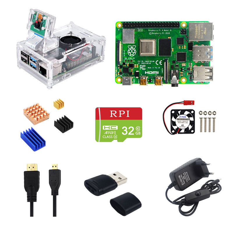 Raspberry Pi 4 Kit 2GB 4GB 8GB RAM Board+ 5MP Camera+ Acrylic Case+ Power Supply+ Heat Sinks for Raspberry Pi 4 Model B customize