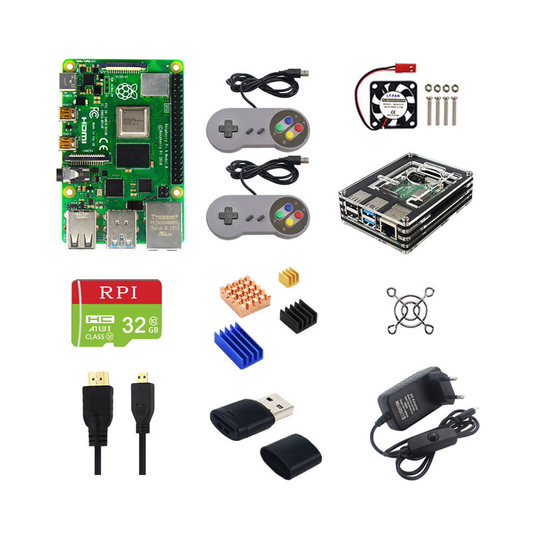 Raspberry Pi 4 2GB/4GB RAM + Acrylic Case + Gamepads Joystick +  Power Supply + Cooling Fan for Raspberry Pi 4 Model B customize