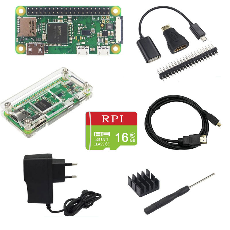 Raspberry Pi Zero WH WiFi 40Pin Pre-soldered GPIO Headers + Acrylic Case + Heat Sink + Power Supply for Pi Zero W H customize