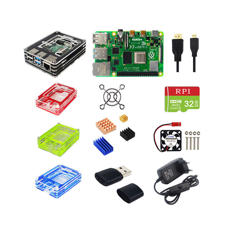 Raspberry Pi 4 Model B Kit 2GB/4GB/8GB RAM Board+ Cable + Acrylic Case +  Reader +5V 3A Power Supply for Raspberry Pi 4 customize