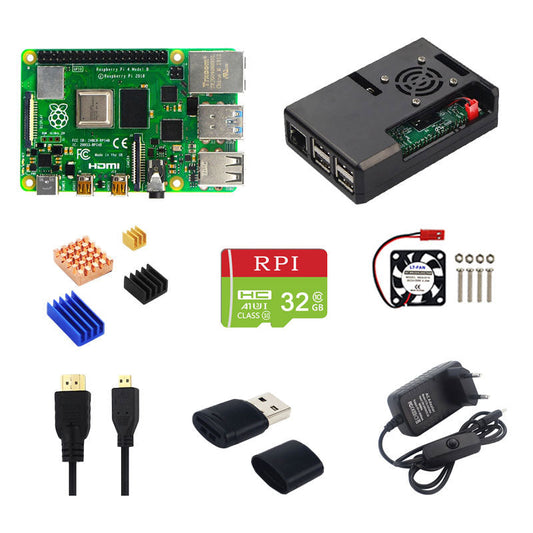 Rasperry Pi 4 2GB/4GB/8GB RAM Board + ABS Case + Switch Power Supply  +Heat Sink + Cooling Fan for Raspberry Pi 4B customize