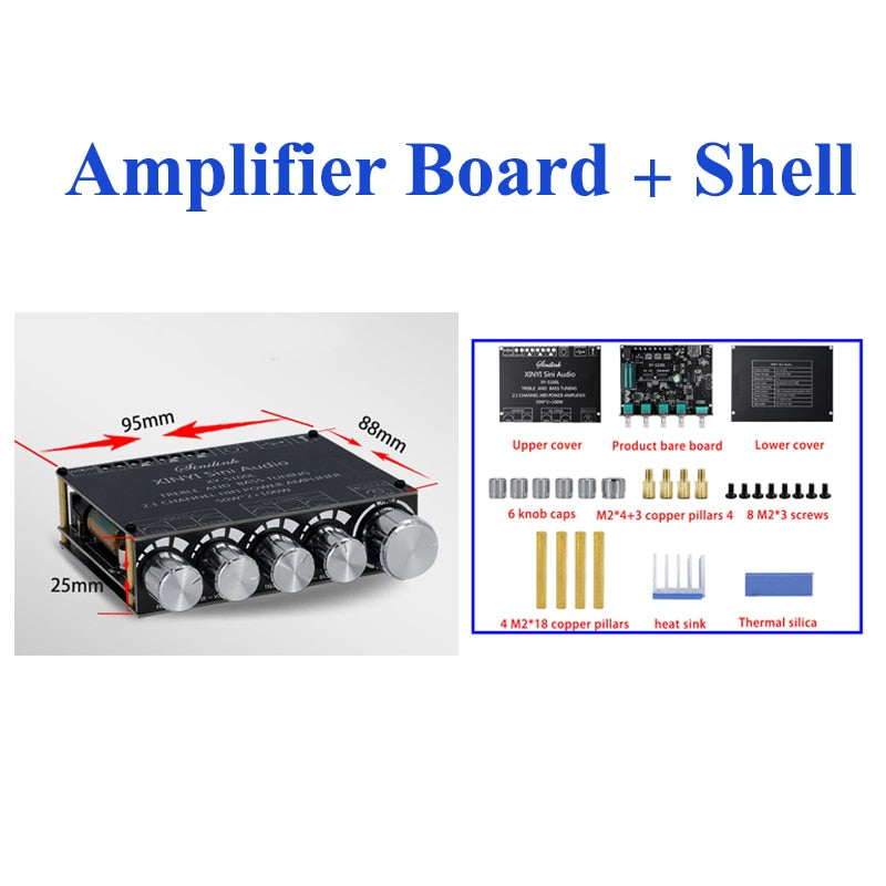 2*50W+100W Power Subwoofer BT Amplifier Board Sound Class D Home Theater Audio Stereo Equalizer AUX Amp Customize