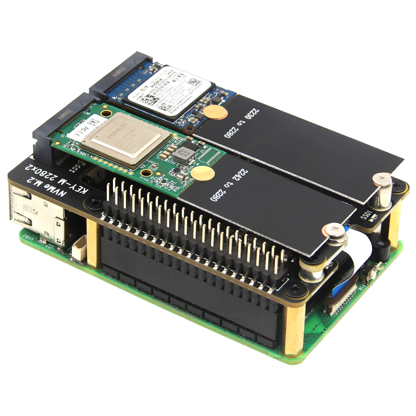 Custom 2 PCS M.2 NGFF NVMe SSD Length Extend Adapter Bracket