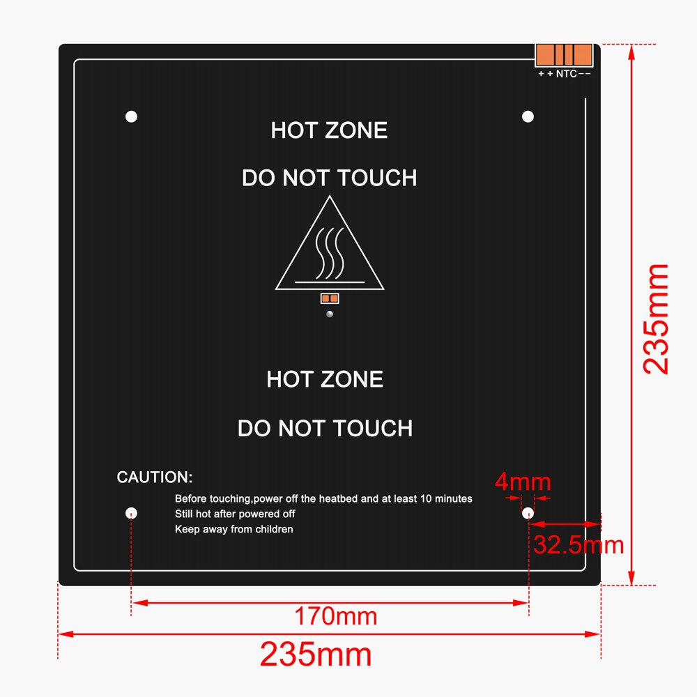 235*235*3.0mm 3D Printer Parts black MK3 24V 220W hotbed latest Aluminum heated bed For Creality Ender-3/3S 3D Printer customize