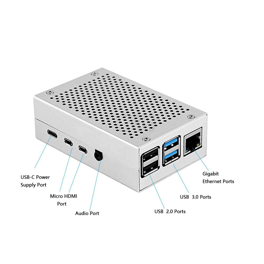 Raspberry Pi 4 Aluminum Case Fan cooling + black and white color options LT-4B01 customize