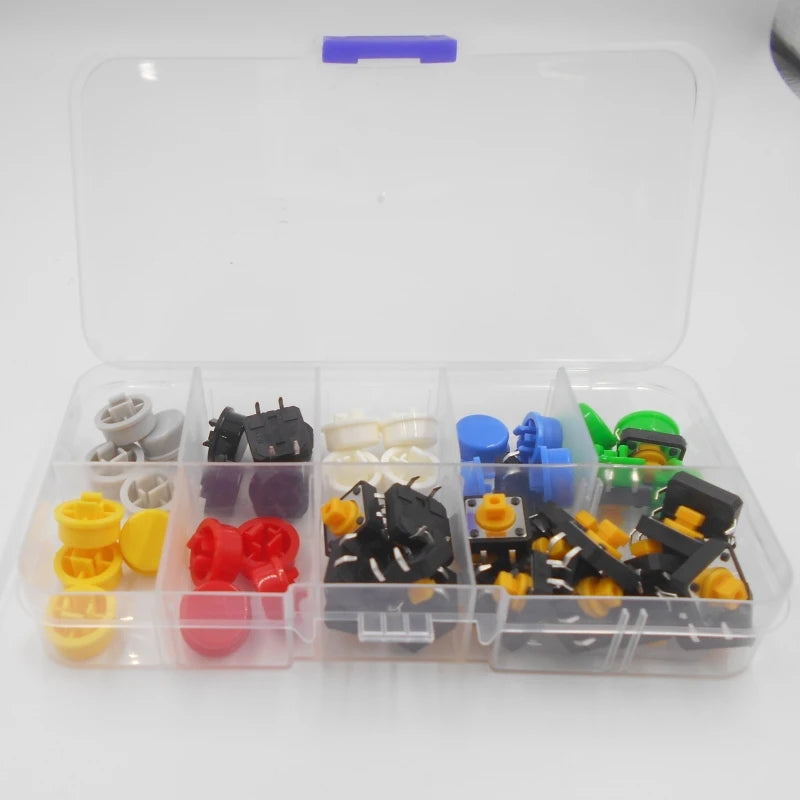 Custom 28PCS boxed light touch switch button circular with seven color button cap button micro switch 12 * 12 * 7.3MM