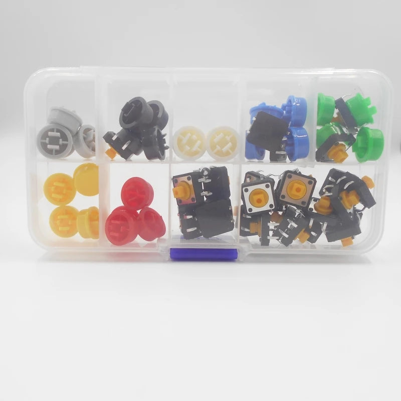 Custom 28PCS boxed light touch switch button circular with seven color button cap button micro switch 12 * 12 * 7.3MM
