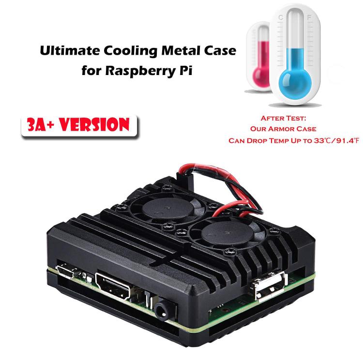 Raspberry Pi Armor case RaspberryPi2b/3B/3b+ Aluminum Alloy Cooling case Dual Fan Box LT-4BLP1007F customize