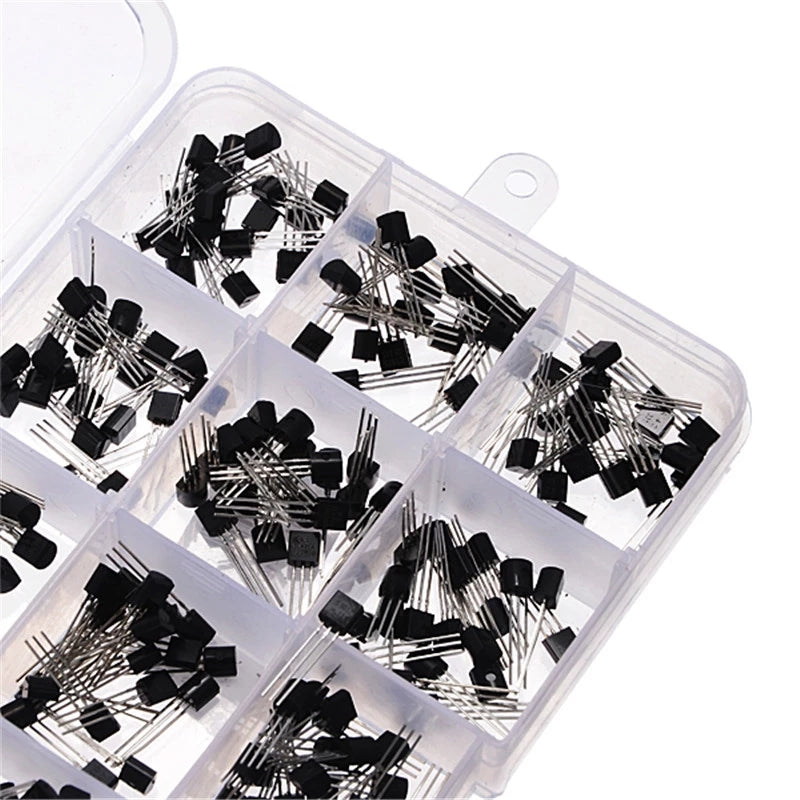 New Arrival 300Pcs 15 Values TO-92 Transistors Pack Transistor Assortment Kit With Storage Box Transistor Assortment Kits customize