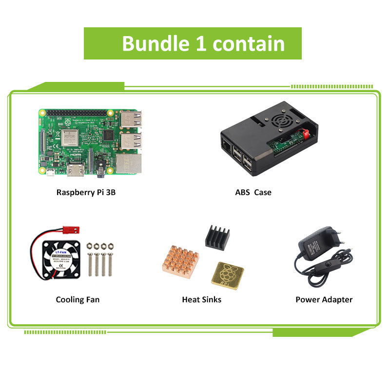 Raspberry Pi 3 Model B or Raspberry Pi 3 Model B Plus Board + ABS Case + Power Supply Mini PC Pi 3B/3B+ with WiFi customize