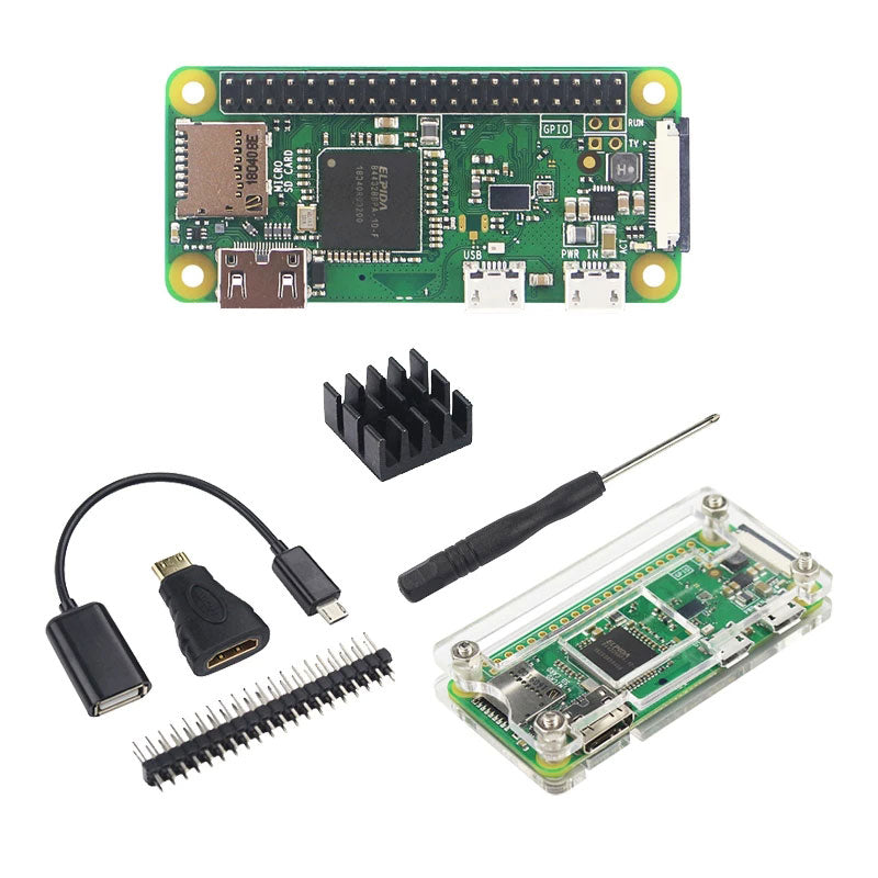 Raspberry Pi Zero WH WiFi 40Pin Pre-soldered GPIO Headers + Acrylic Case + Heat Sink + Power Supply for Pi Zero W H customize