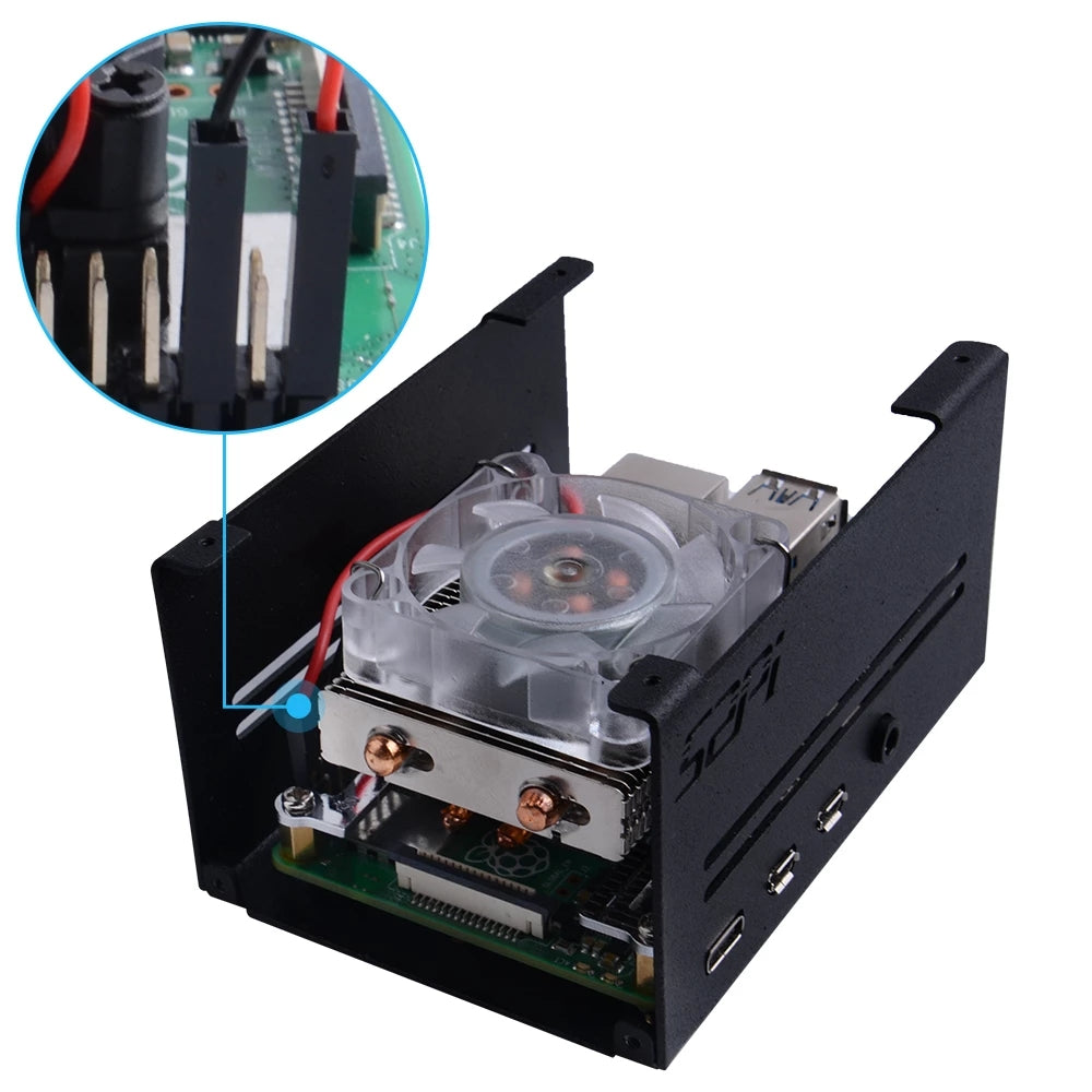 Ice Tower Cooling Fan Metal Case 7 Colors Changing LED Light Copper Tube Cooler Cooling Fans Shell for Raspberry Pi 4B