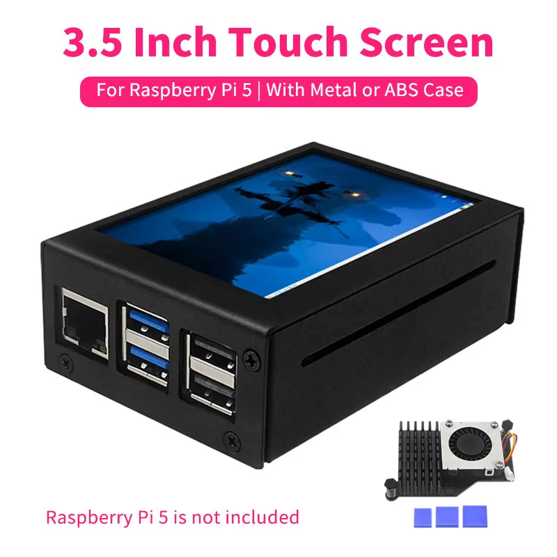 Custom 3.5 Inch Touch Screen for     Pi 5 480*320 LCD Display Optional Metal ABS Case Aluminum Active Cooler for     Pi 5