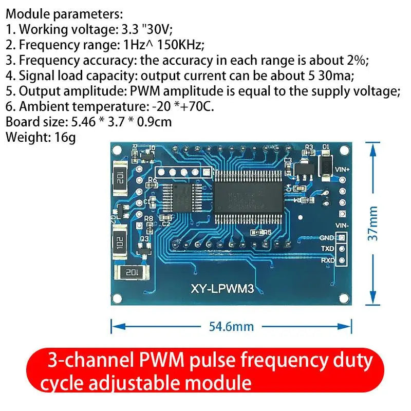 Custom 3 channels PWM pulse frequency duty cycle adjustable module square wave rectangular wave signal generator