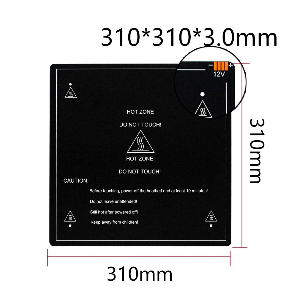 310*310*3.0mm 3D Printer Parts MK3 Hotbed Latest Aluminum Heated Bed Support 24V For Creality  CR10 DIY customize