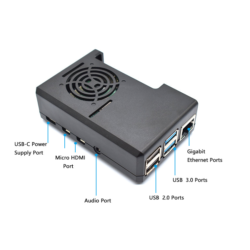 Raspberry Pi case , compatible with pi 4, can be installed with fan, reserved cable port, black LT-4A06 customize