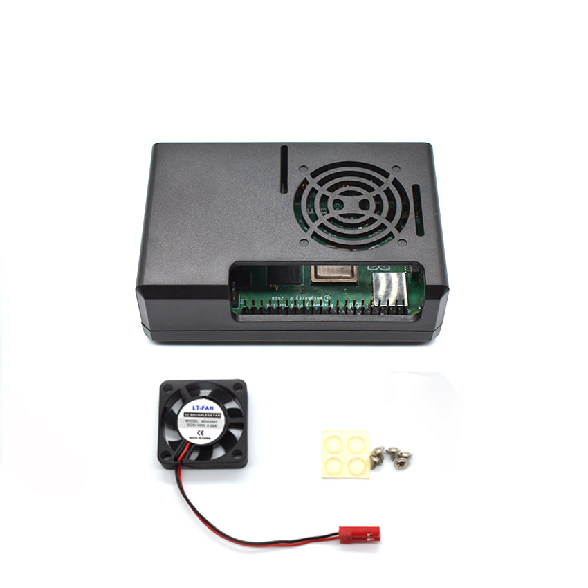 Raspberry Pi case , compatible with pi 4, can be installed with fan, reserved cable port, black LT-4A06 customize